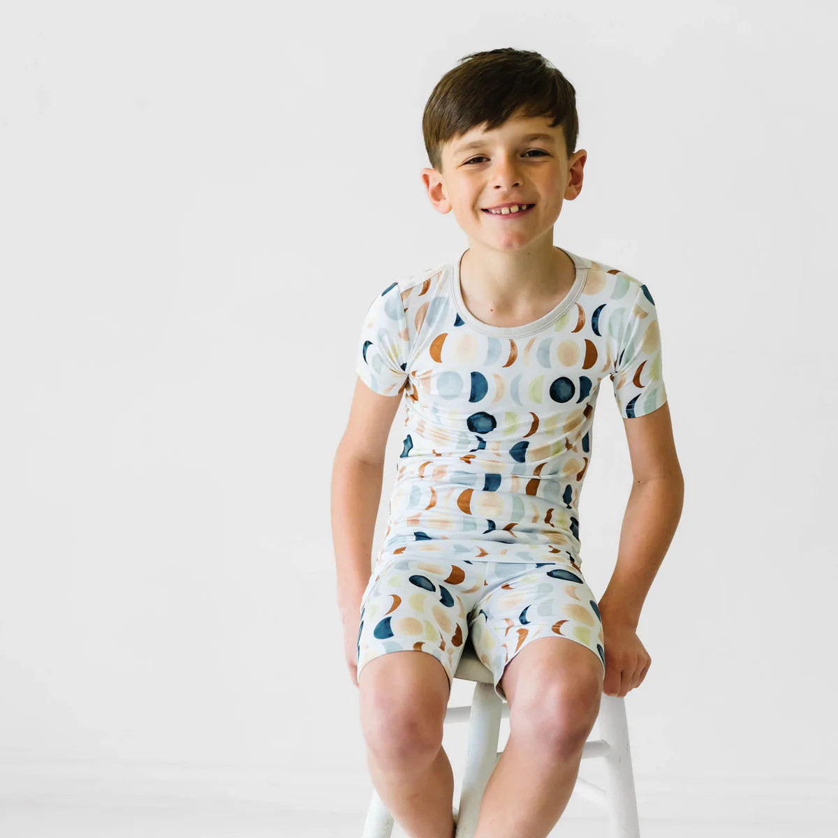 Luna Neutral Two-Piece Short Sleeve & Shorts Pajama Set | Little Sleepies
