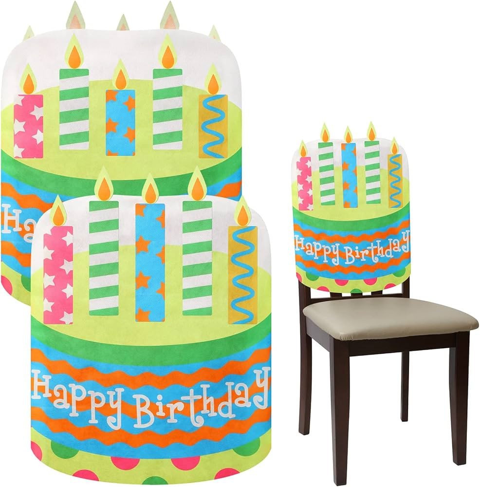 Tegeme Birthday Chair Cover 2 Pieces Kids Chair Cover Classroom Seat Decorations for Party Home S... | Amazon (US)