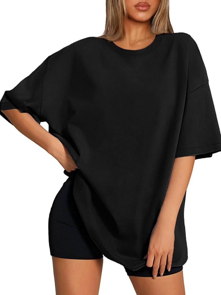 ATHMILE Womens Oversized T Shirts Loose Fit Crewneck Short Sleeve Tops Summer Casual Blouse 2025 ... | Amazon (US)