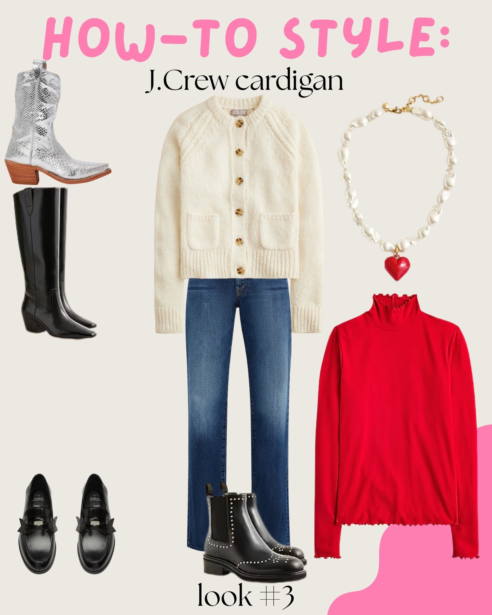 My how-to guide for styling the popular J.Crew Cardigan 🤍 — Look #3

Denim + a pop of red = the easiest way to feel festive without trying too hard ❤️

This look is classic, cozy, and perfect for everyday wear.

Style formula:
• Cozy cream cardigan
• Flattering denim
• Red layer
• Chic boots

#LTKShoeCrush #LTKSaleAlert #LTKStyleTip