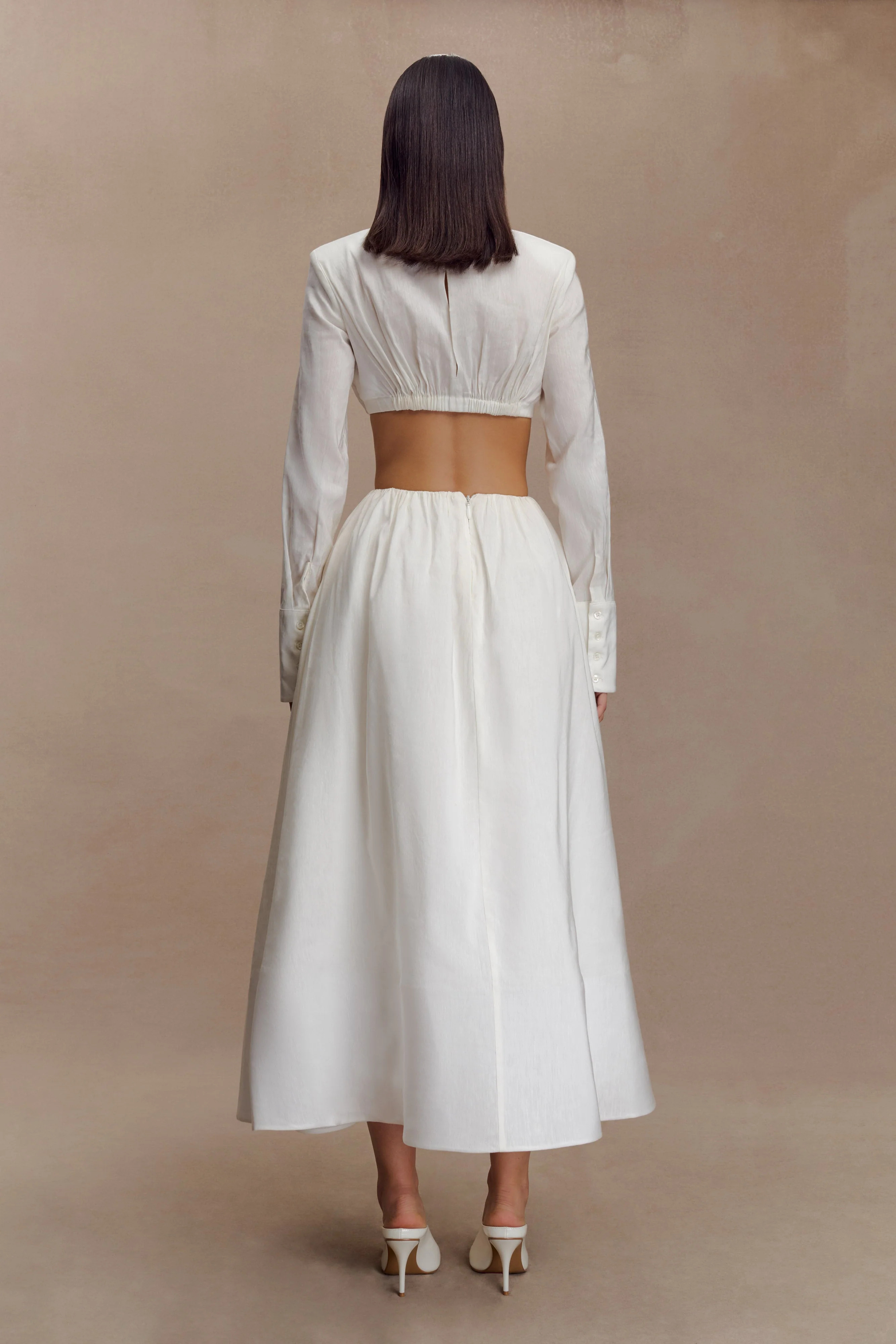 Greta Gathered Maxi Skirt - White | MESHKI US