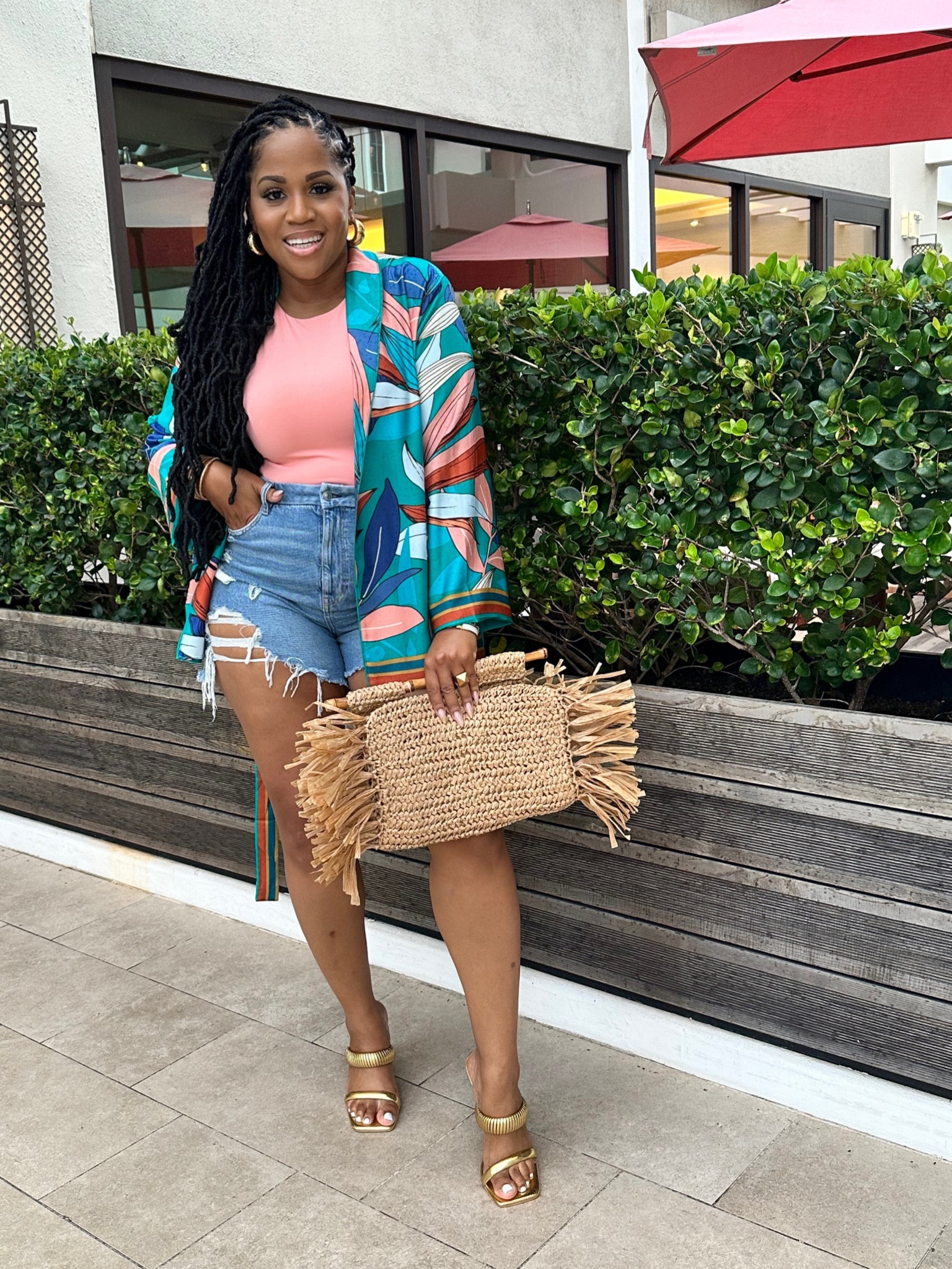This is the jacket to the pants. I decided to break the set up. Jacket is a size medium slightly oversized. 
Shoes my favs.
Bag I am holding clutch but it’s longer. Tagged some similar styles in shorts 

#LTKcurves