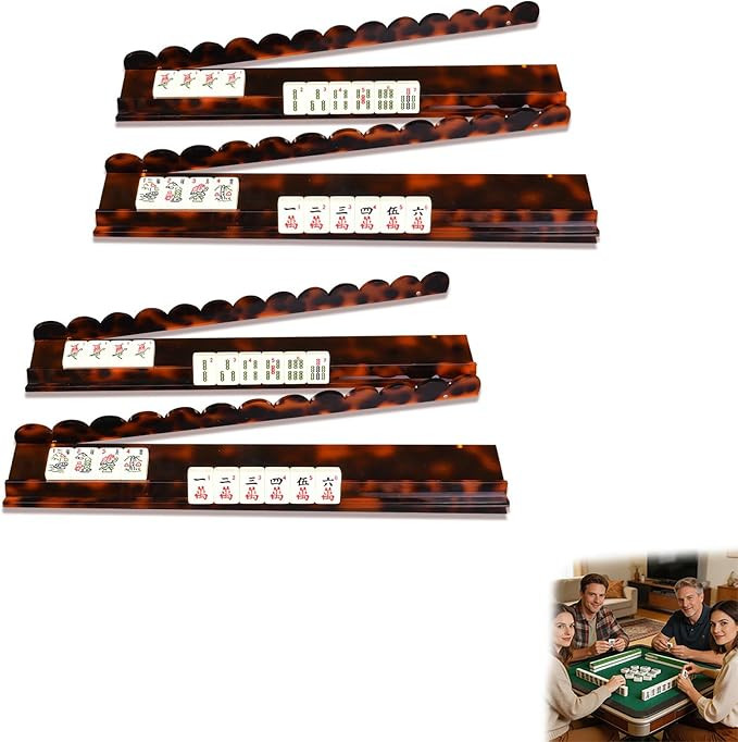 Magnetic Mahjong Rack Set, 20 in Acrylic Pusher Rack, Tortoiseshell Mahjong Accessory, 4 Packs, O... | Amazon (US)