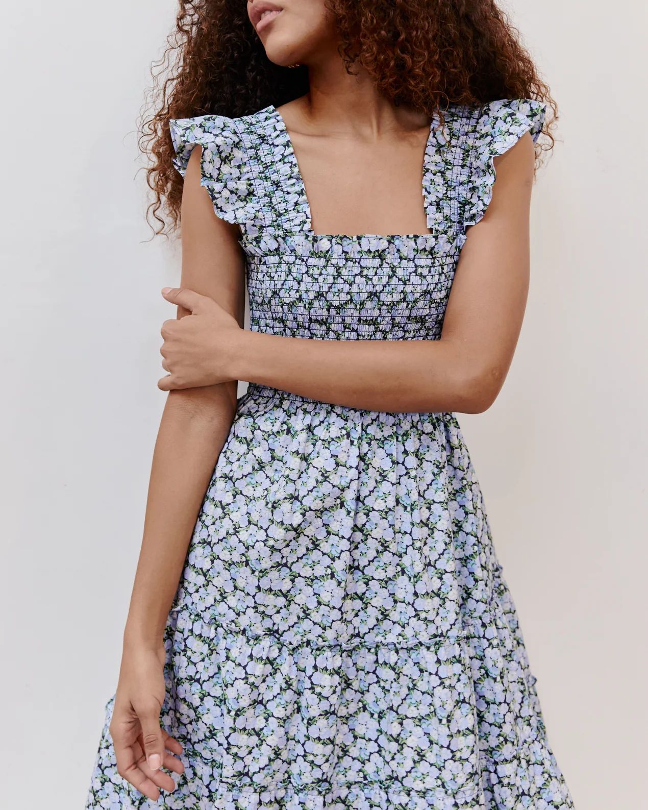 The Ellie Nap Dress - Pansy in Blue Multi Cotton | Hill House Home