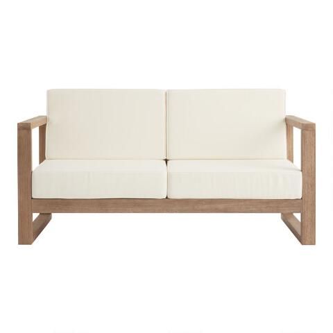 Segovia Light Brown Eucalyptus Outdoor Loveseat | World Market