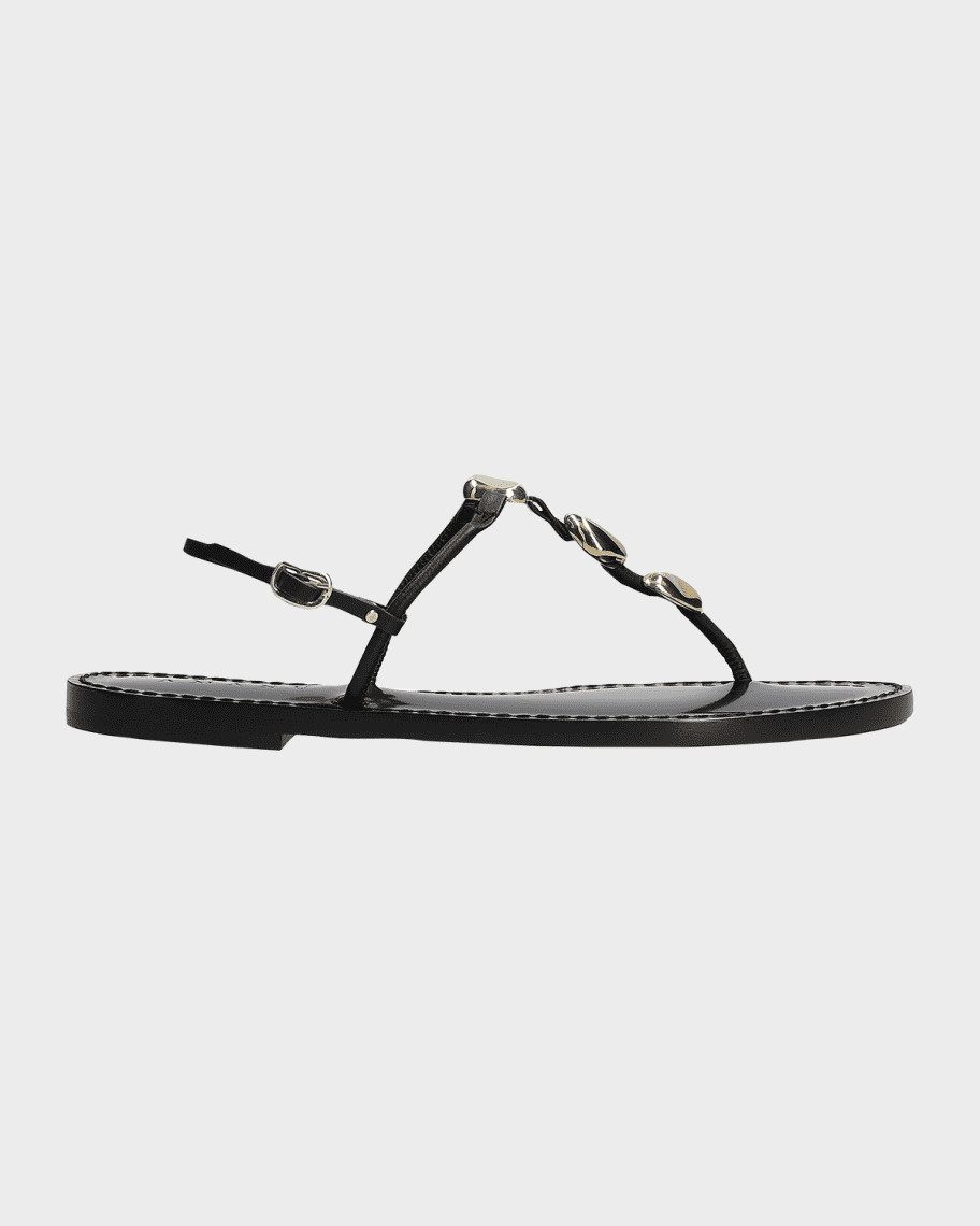 The Nairobi Leather T-Strap Sandals | Neiman Marcus