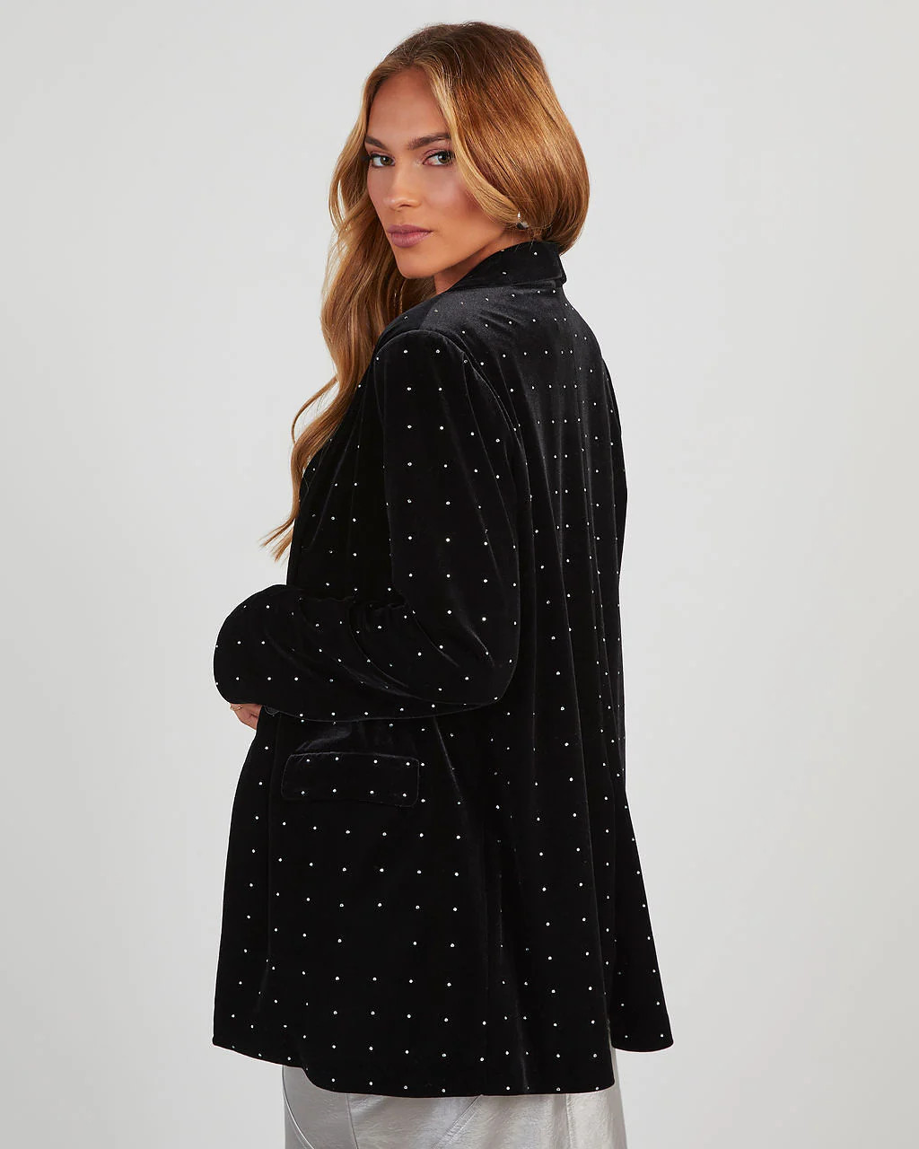 Runway Muse Pocketed Embellished Velvet Blazer | VICI