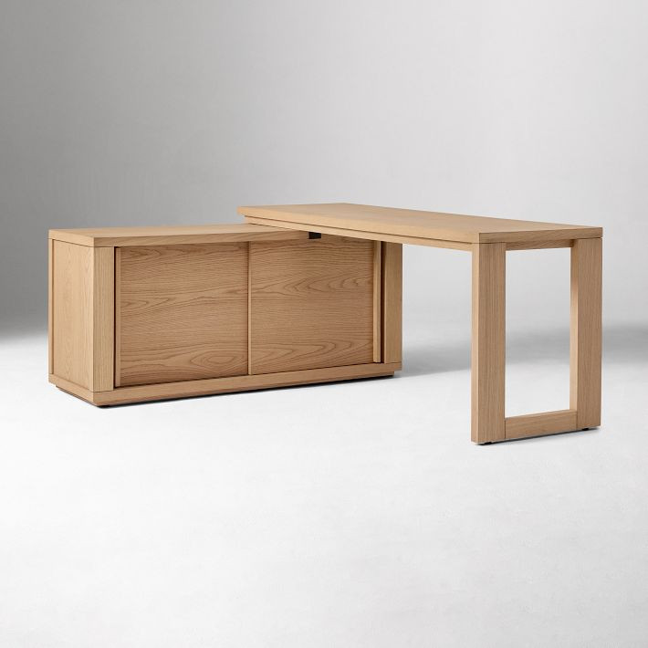Cutler Oak L-Shaped Storage Desk (68") | West Elm (US)