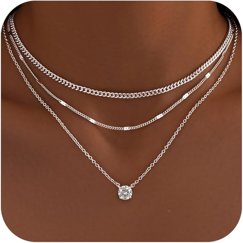 WomenGifts Layered Gold Necklaces for Women, 14K Gold Sterling Silver Plated Dainty Pendant Neckl... | Amazon (US)