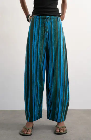 Topshop Stripe Linen Blend Barrel Pants | Nordstrom | Nordstrom