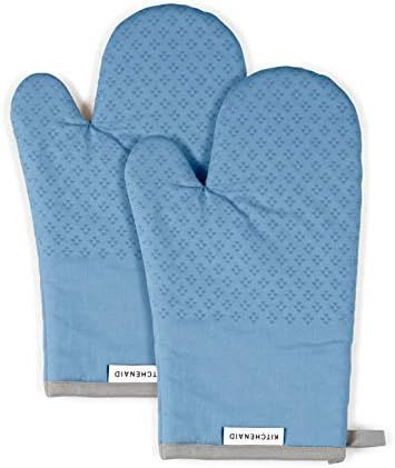 KitchenAid Asteroid Cotton Oven Mitts with Silicone Grip, Set of 2, Blue Velvet 2 Count | Amazon (US)