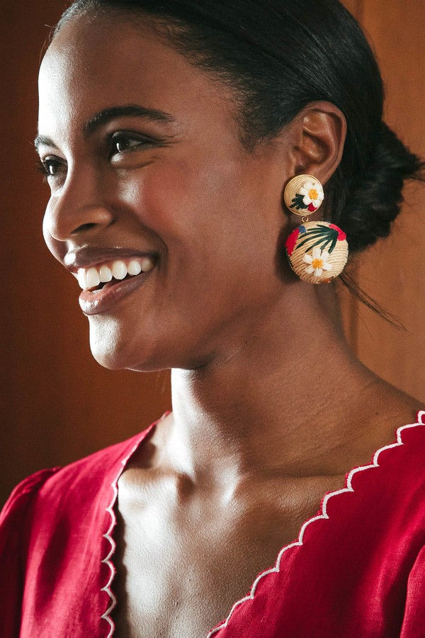 Embroidered Raffia Lantern Earrings | Tuckernuck (US)