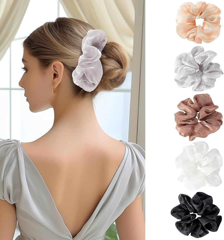 5 Pack Lolalet Big Scrunchies for Hair, Large Soft Organza Elastic Hair Scrunchy for Women Girls,... | Amazon (US)