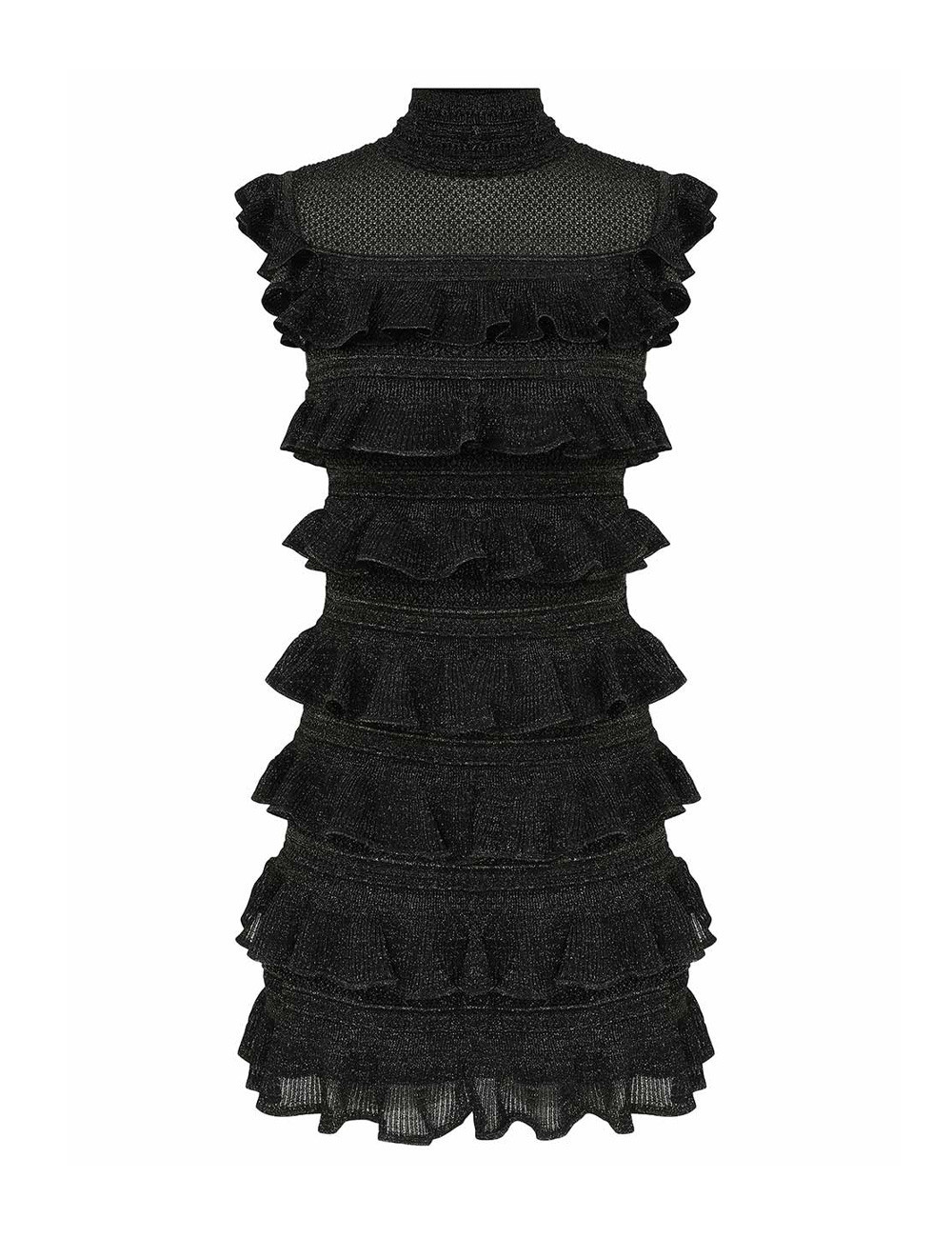 ZIMMERMANN Rebellion Frill Mini Dress Metallic Black Size 0 | ZIMMERMANN (US, CA, EU, MENA)