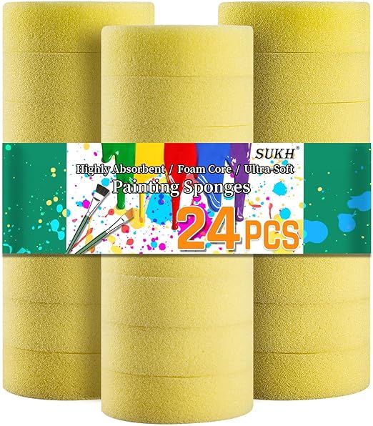 Sukh 24PCS Round Painting Sponge - Ceramic Sponge Artist Watercolor Sponge Applicator for Pottery... | Amazon (US)