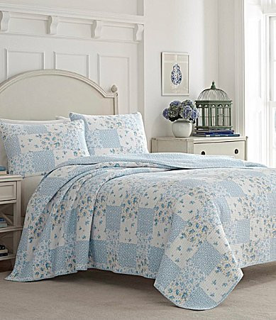 Laura Ashley Kenna Floral Patchwork Blue Quilt Mini Set - Full/Queen | Dillard's