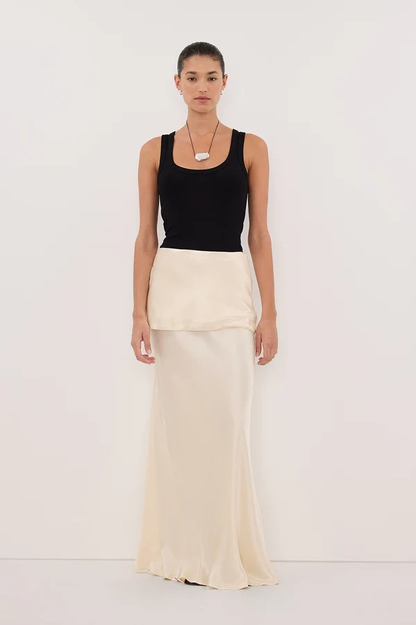 JELENA CREAM SATIN OVERLAY MAXI SKIRT | DISSH