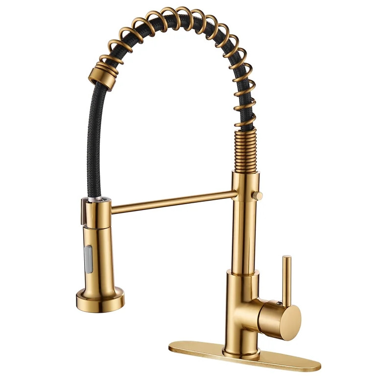 MOGFCT Kitchen Faucet Spring Pull Down Single Handle Brass Deck Mounted Kitchen Sink Faucets (Bru... | Walmart (US)