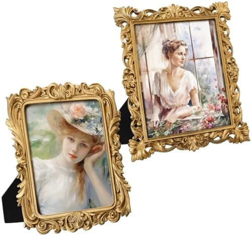 Novabright 2 Pcs 8x10 Inch Vintage Picure Frames Elegant Antique Gold Photo Frames with Glass Fro... | Amazon (US)