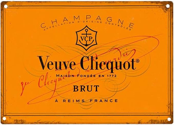 Veuve Clicquot Brut Champagne Retro Metal Tin Sign Vintage Aluminum Plaque for Home Coffee Shop P... | Amazon (US)