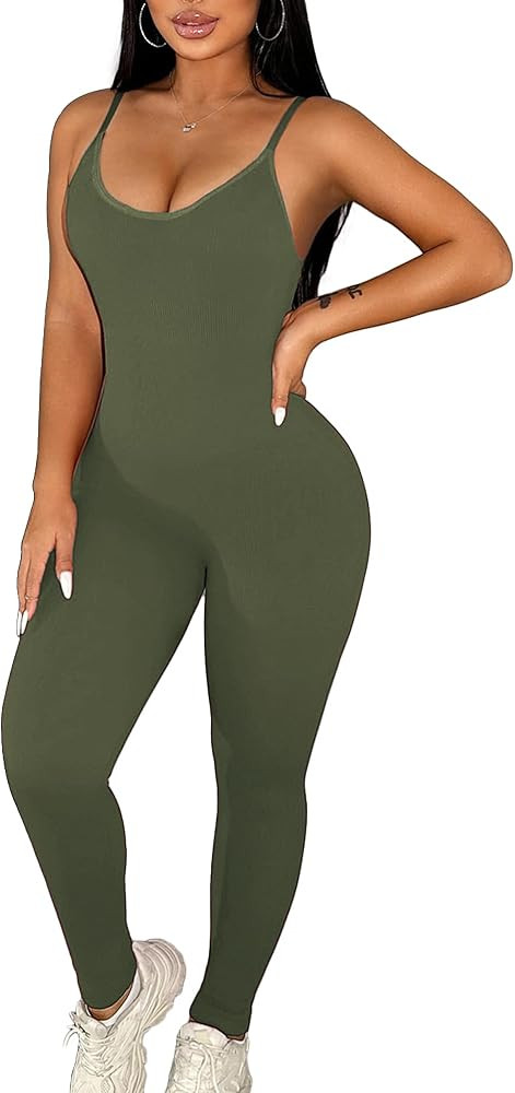 Workout Jumpsuits for Women Gym Clothes Bodycon Jumpsuit One Piece Bodysuit Outfits Romper Yoga B... | Amazon (US)