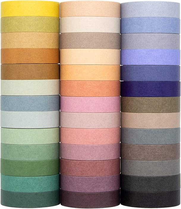 Mooker 39 Rolls Washi Tape Set - Morandi Colored Masking Tape, Thin Vintage Tape for Journaling, ... | Amazon (US)