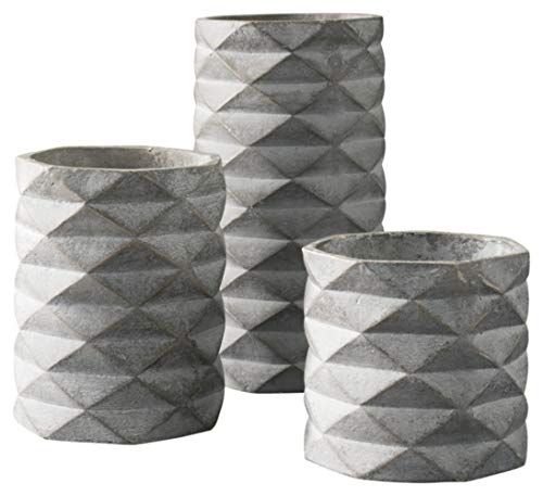 Signature Design by Ashley Charlot 3 Piece Urban Geometric Vase Set, Gray | Amazon (US)