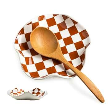 Kitchen Spoon Rest for Stove Top, Checkered Coffee Spoon Rest, Ceramic Spoon Holder for Kitchen C... | Amazon (US)