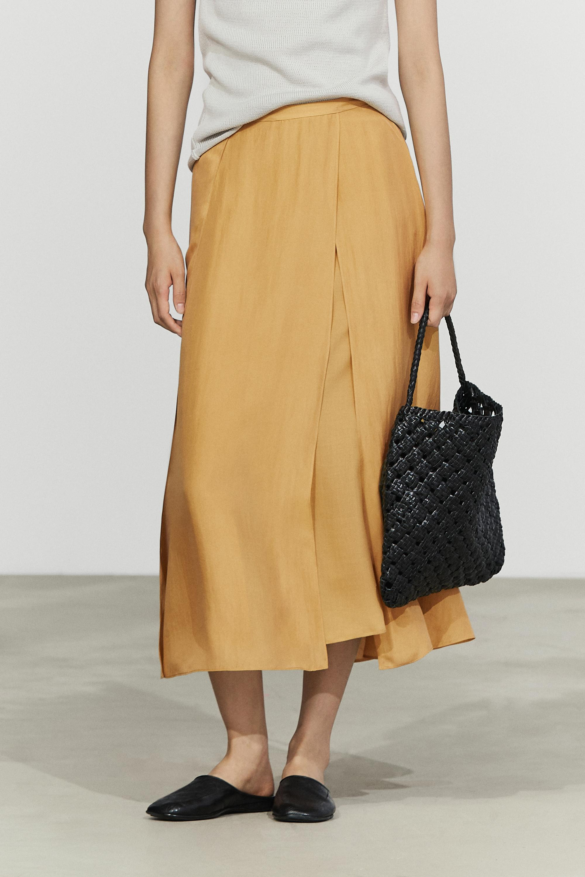 100% silk flowing midi skirt co-ord | Massimo Dutti UK
