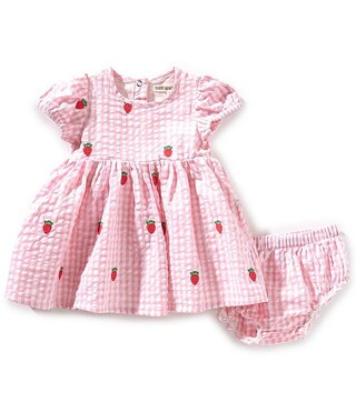 Adventurewear 360 Baby Girls 3-24 Months Round Neck Short Sleeve Gingham Strawberry Print Dress |... | Dillard's