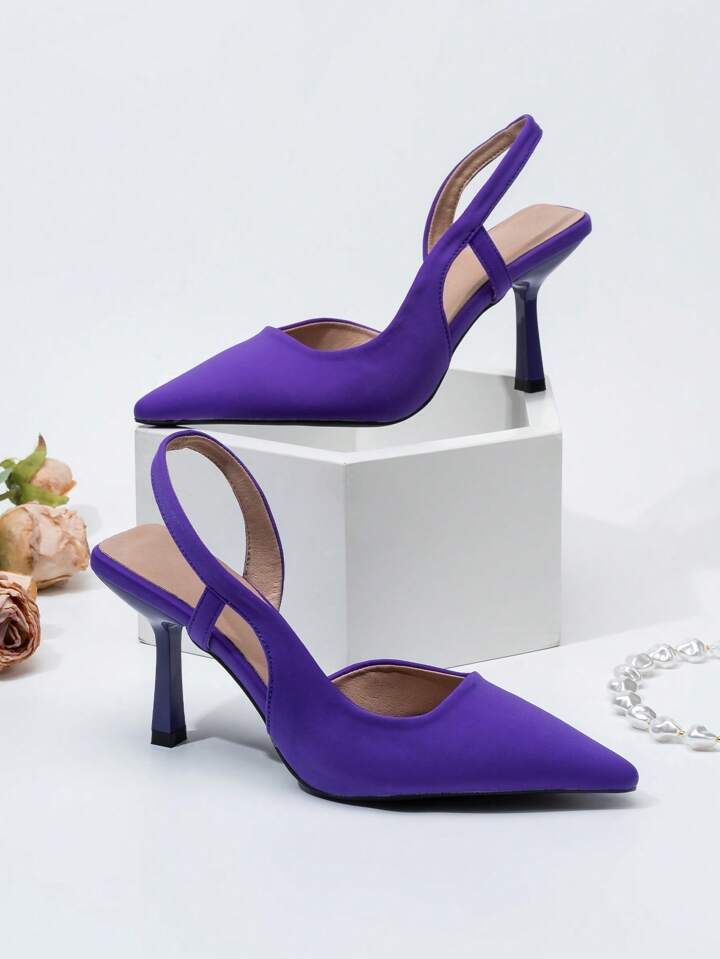 moda púrpura Tacones para minimalista de punta con tacón delgado Zapatos de salón destalonados | SHEIN