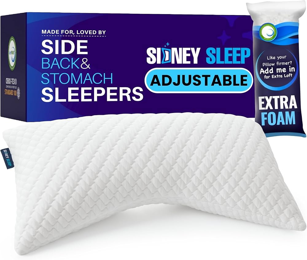 Sidney Sleep Bed Pillow for Side and Back Sleepers - Adjustable Filling - Memory Foam Pillow for ... | Amazon (US)