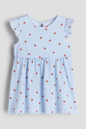 Ruffle-trimmed Jersey Dress - Light blue/strawberries - Kids | H&M US | H&M (US + CA)