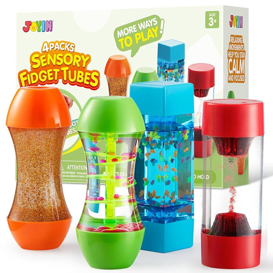 JOYIN 4-Pack Fidget Tubes for Kids, Sensory Tubes, Stress Relief Toy, Speech Therapy Materials, C... | Amazon (US)