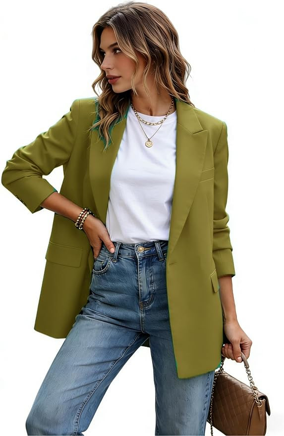 2026 Womens Casual Blazers Elegant Business Long Sleeve Suit Blazers Work Office Coat | Amazon (US)