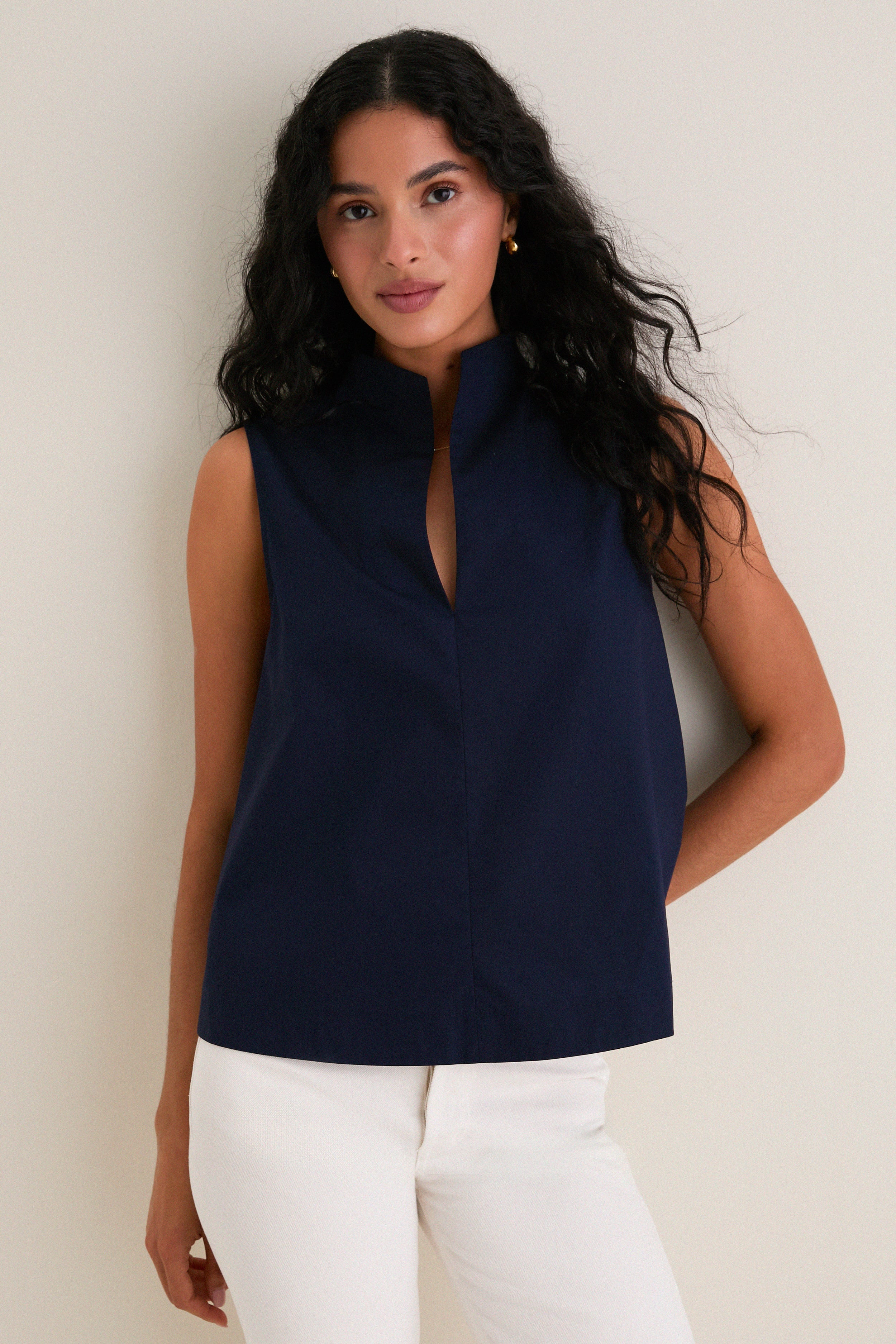 Navy Sleeveless Celeste Top | Tuckernuck (US)