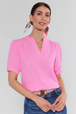 Tammy Pink Puff Sleeve Top | Avara