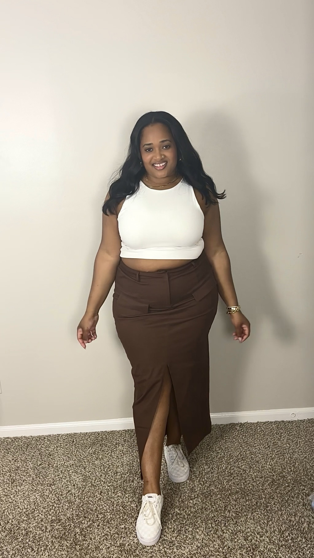 Crop top: XL
Skirt: XL
Shoes: TTS

Regular stats:
Size 14
5’4”
205 lbs


#LTKstyletip #LTKmidsize #LTKfindsunder50
