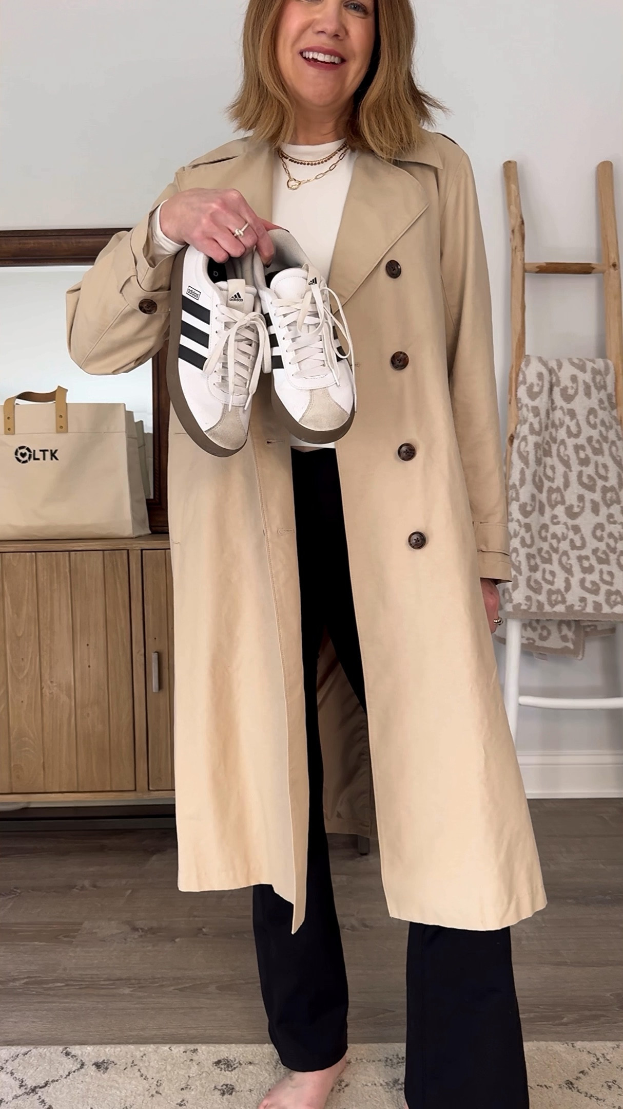 Let’s style these boot cut leggings! Wearing a size medium.
Trench coat medium 
Long sleeve tee, medium 
Sneakers TTS 
Casual fall outfit

#LTKVideo #LTKOver40 #LTKActive