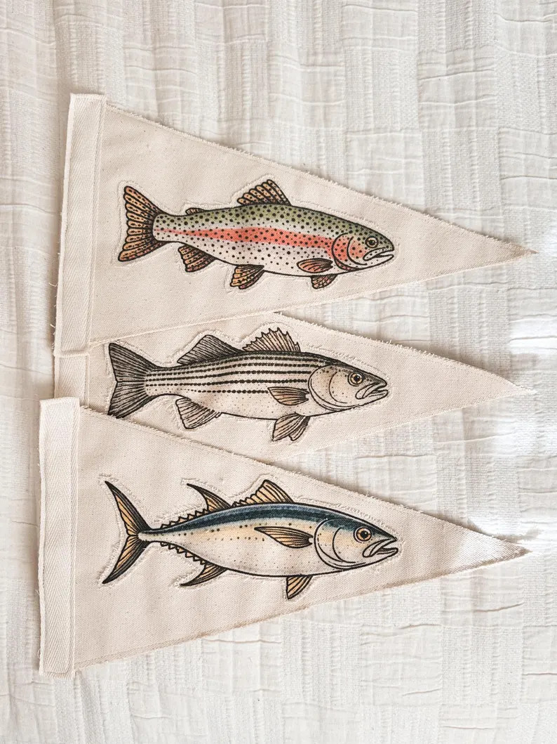 Handmade Canvas Fish Pennant | Etsy (Global)