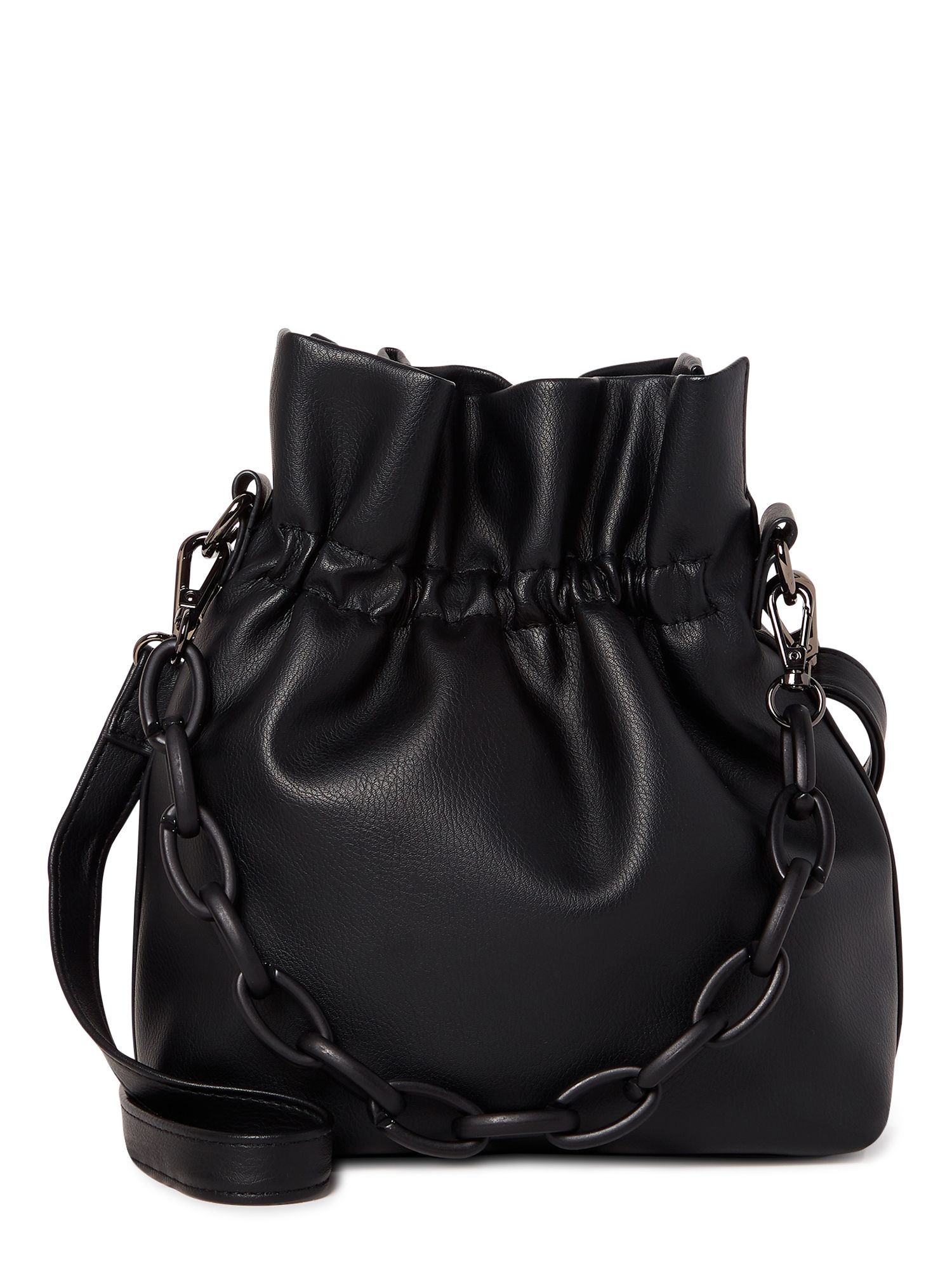 No Boundaries Women's Contemporary Drawstring Crossbody Handbag Black | Walmart (US)