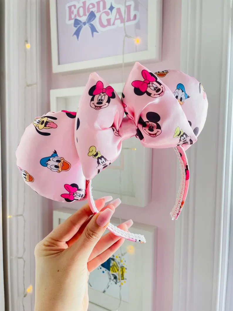 Sensational Six Pink Satin Mouse Ears - Etsy | Etsy (US)
