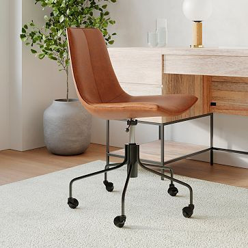 Slope Leather Swivel Office Chair | West Elm | West Elm (US)
