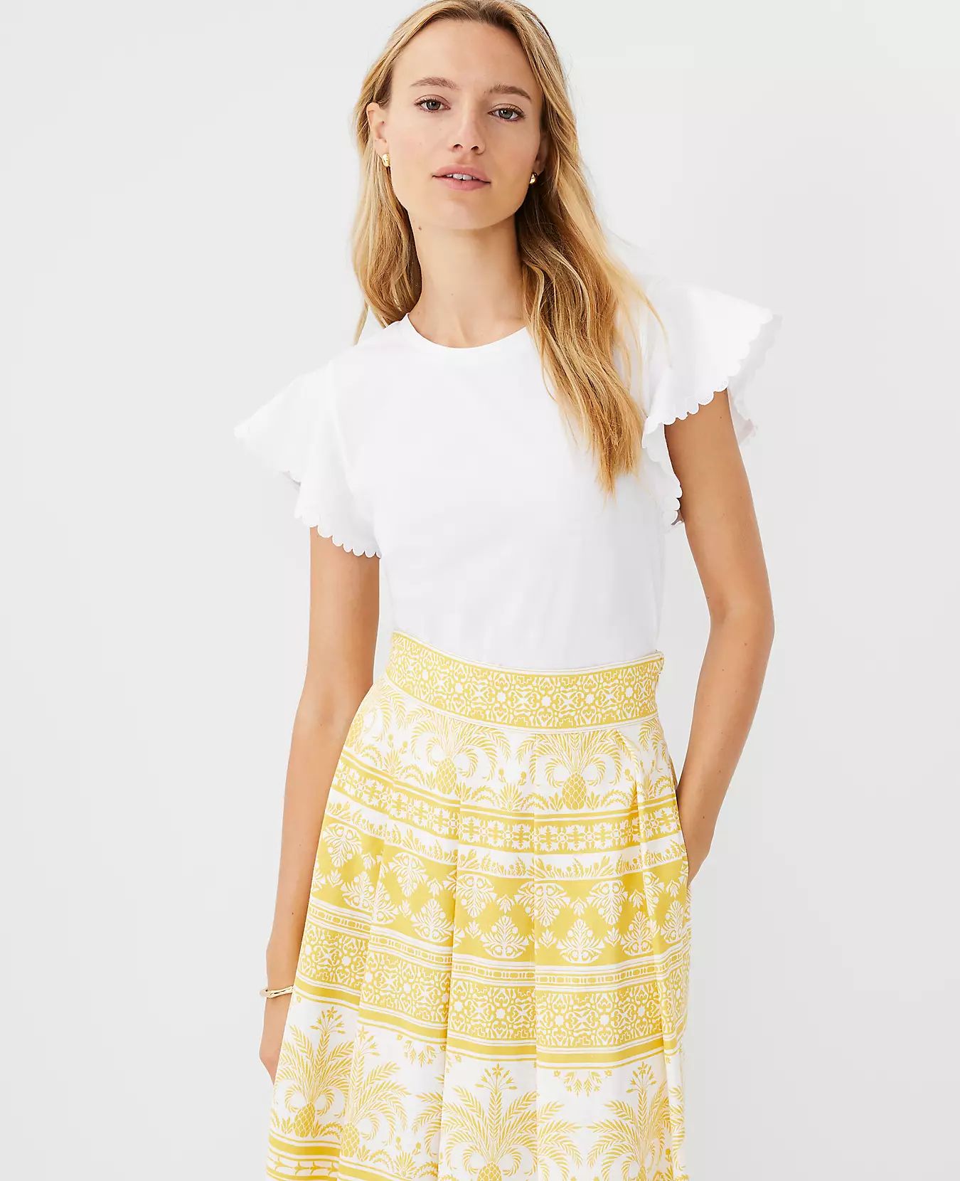 Pima Cotton Flutter Sleeve Tee | Ann Taylor | Ann Taylor (US)