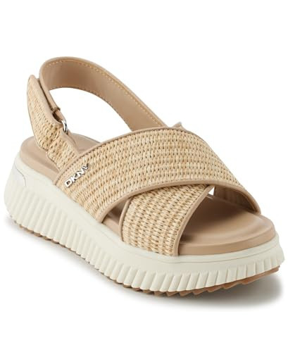 DKNY Womens Malai Woven Crisscross Slingback Platform Sandal, Natural, 9 | Amazon (US)