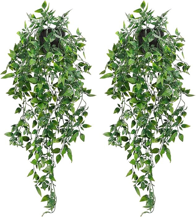 Whonline 2pcs Fake Hanging Plants, Artificial Potted Plants for Indoor Outdoor Aesthetic Office L... | Amazon (US)