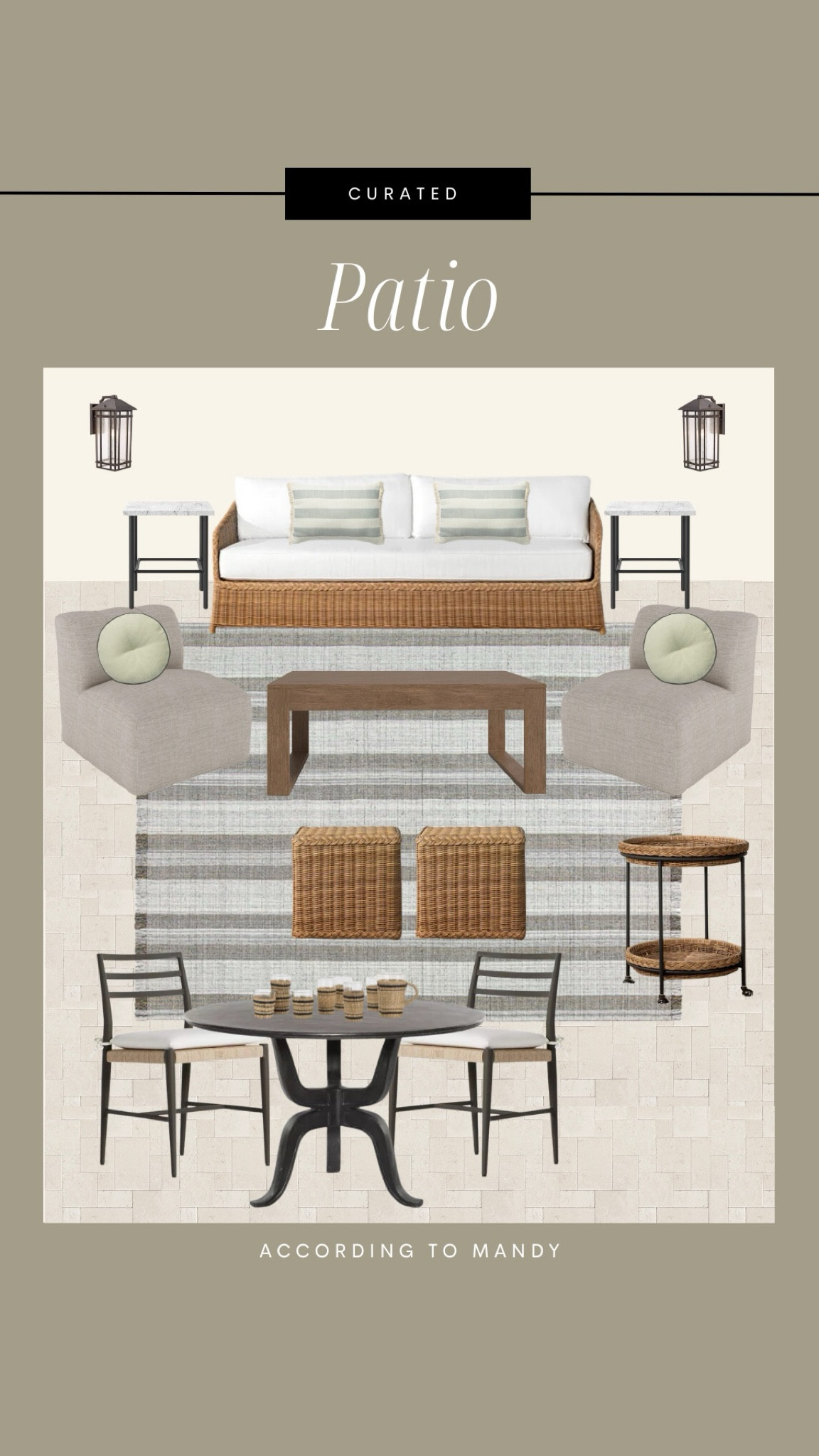 Curated Patio! 

patio inspo, outdoor living inspo, patio design, neutral patio design, wayfair outdoor, amazon outdoor, mcgee & co outdoor, outdoor seating, patio seating, outdoor sofa, outdoor chairs, outdoor coffee table, ottomans, bar cart, target outdoor, target home, target patio

#LTKhome #LTKSeasonal #LTKxTarget