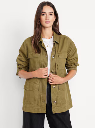Cinched-Waist Twill Utility Jacket | Old Navy (US)