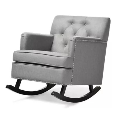 Baxton Studio Bethany Button-Tufted Rocking Chair in Grey | Bed Bath & Beyond