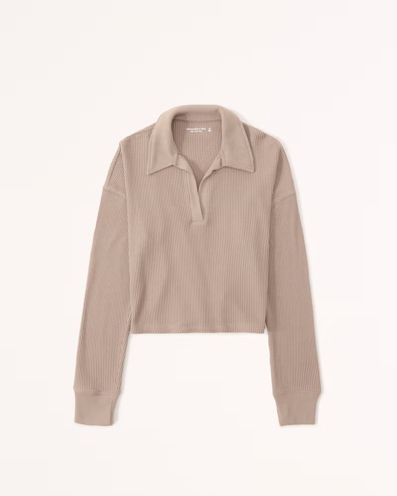 Women's Essential Long-Sleeve Waffle Polo | Women's Up To 50% Off Select Styles | Abercrombie.com | Abercrombie & Fitch (US)